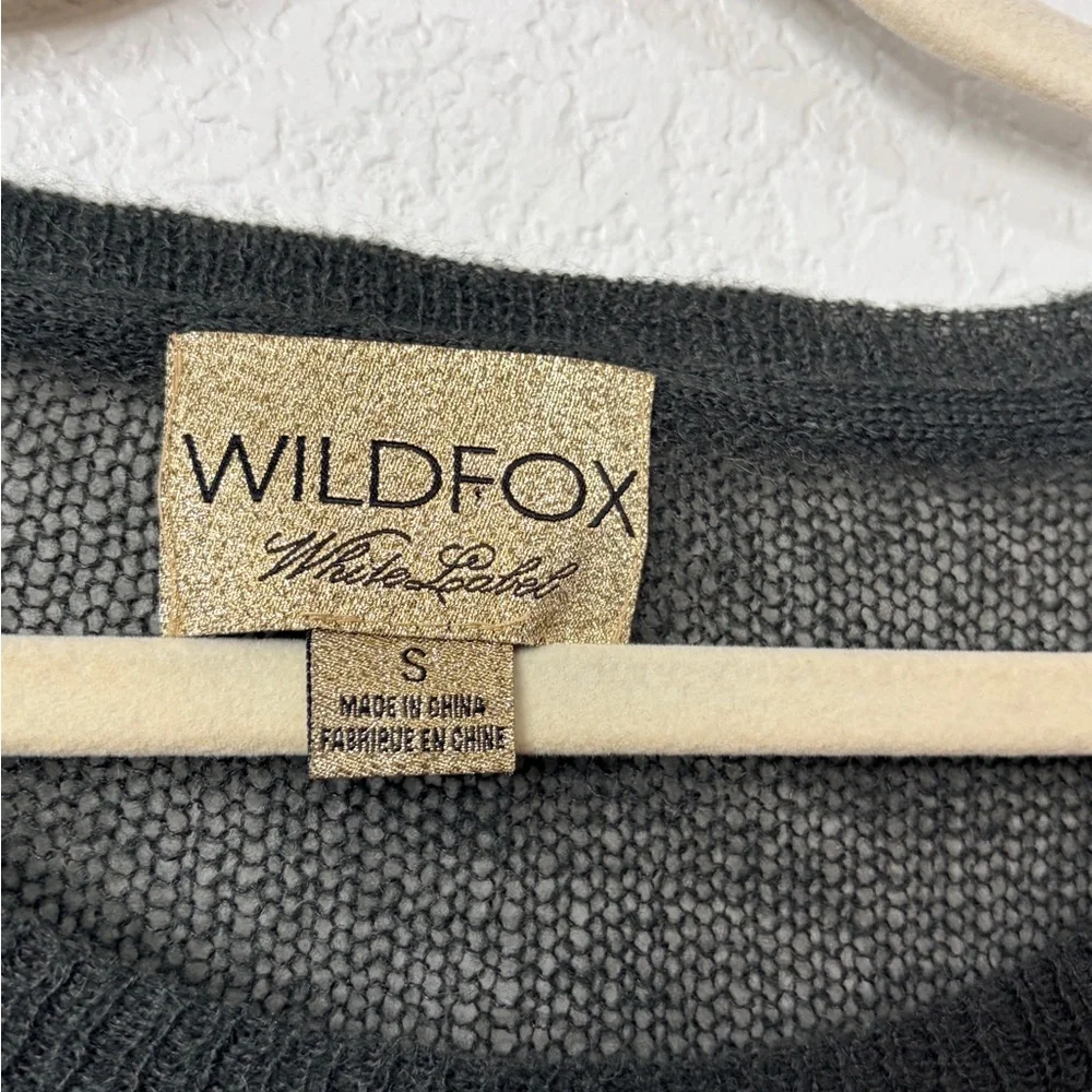 Wildfox Celestial Distressed Charcoal Knit Sweater Small EUC - Picture 3 of 6